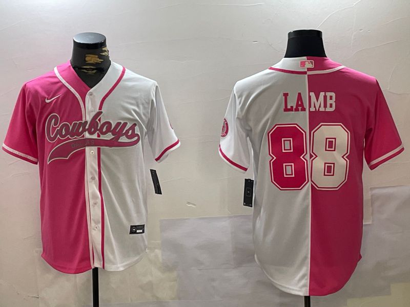 Men Dallas Cowboys 88 Lamb white pink Joint Name 2024 Nike Limited NFL Jersey style 1